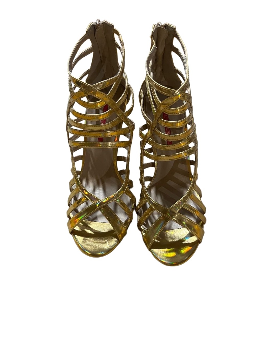 C Label Gold Metallic Strappy High Heel Sandals